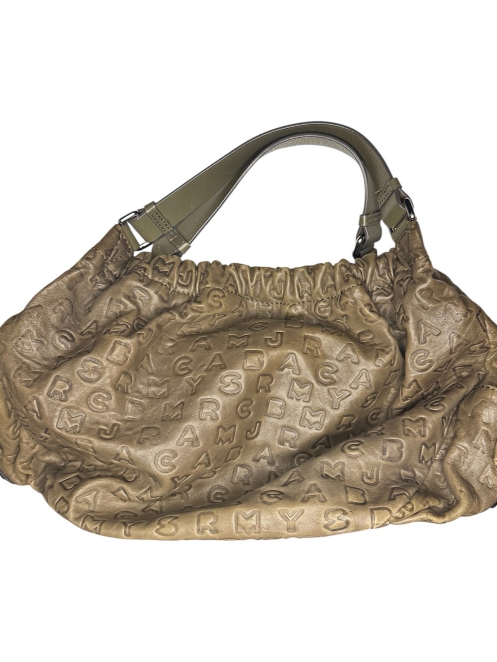 Marc Jacobs Embossed Leather Shoulder Bag in Metallic Gold-Taupe